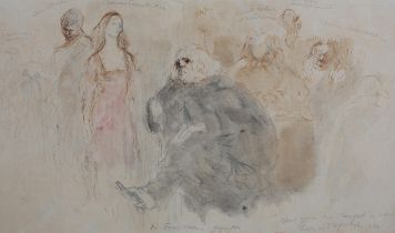 ARR Feliks Topolski (Polish 1907-1989), 'Blow Your Own Trumpet', the cast of the play by Peter