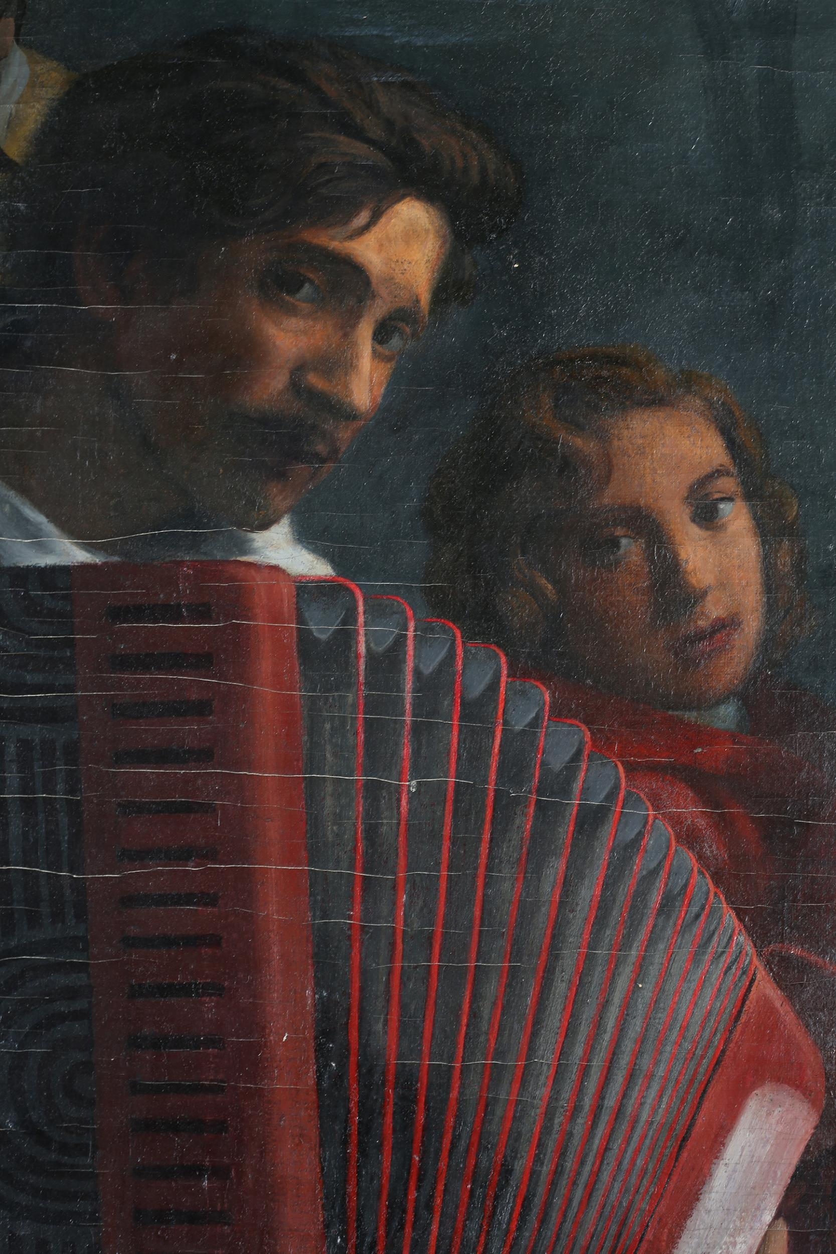 ARR Colin Frooms (1933-2017), The Accordion Player, portrait, full length, oil on canvas, 162cm x - Image 3 of 4