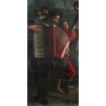 ARR Colin Frooms (1933-2017), The Accordion Player, portrait, full length, oil on canvas, 162cm x