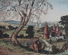 By and After James Priddy (1916-1980), Kentish Landscape, colour etching, signed and titled in