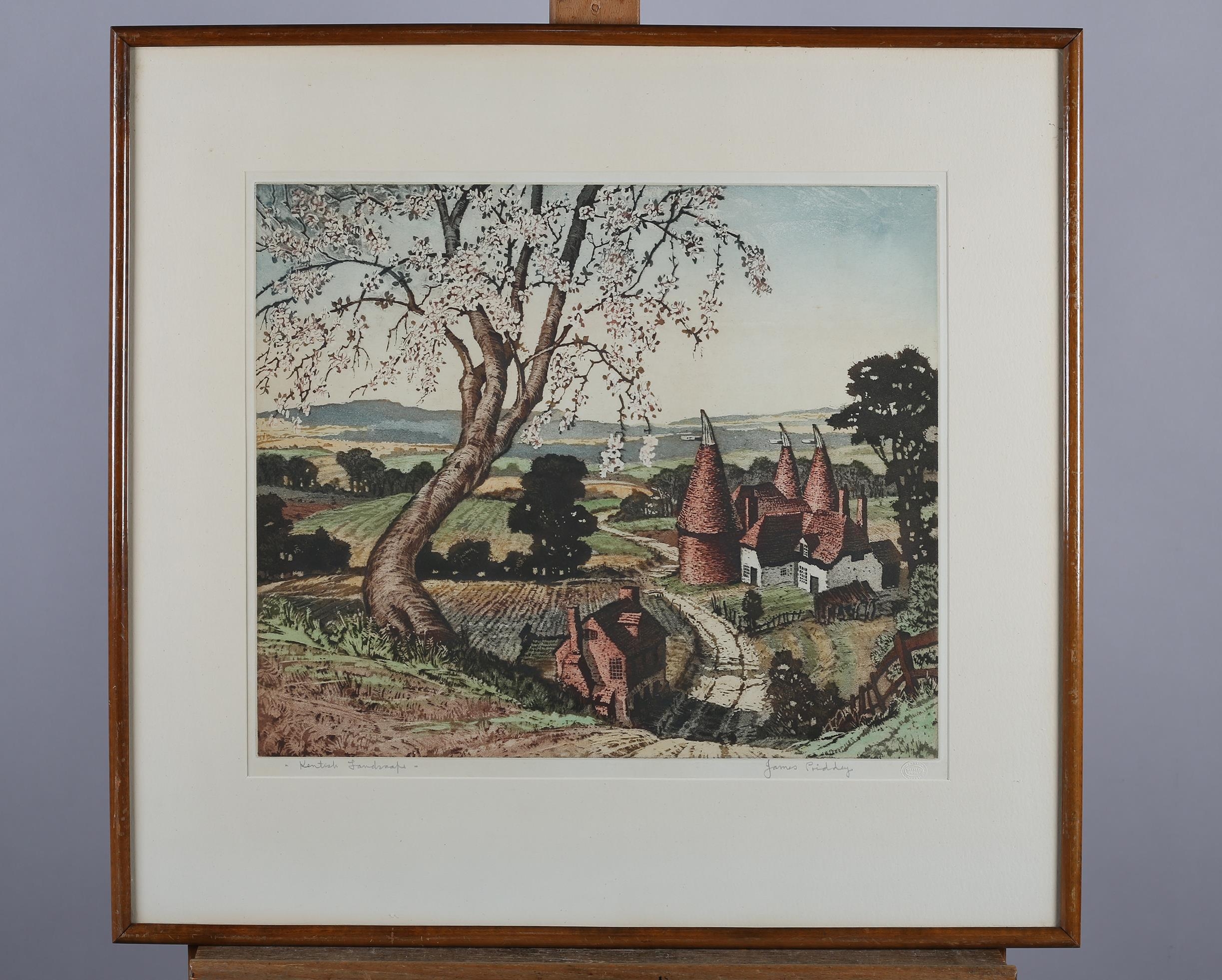 By and After James Priddy (1916-1980), Kentish Landscape, colour etching, signed and titled in - Image 2 of 4