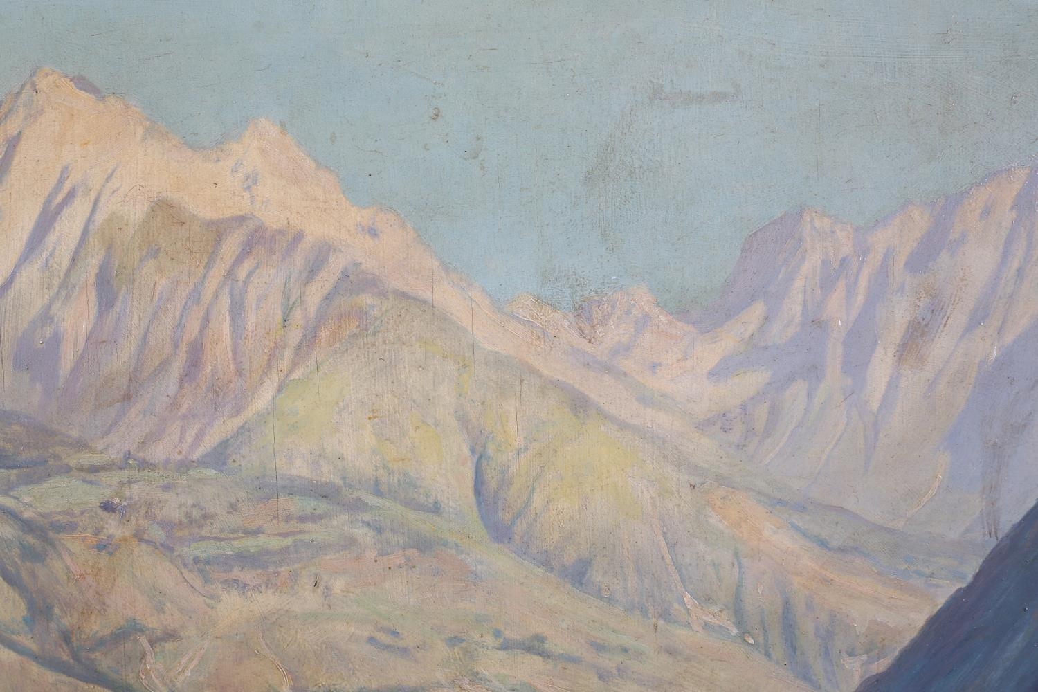 ARR Fred Elwell R A (1870-1958), 'Adamello Mountains, North Italy', the mountain range near Edolo, - Image 4 of 7
