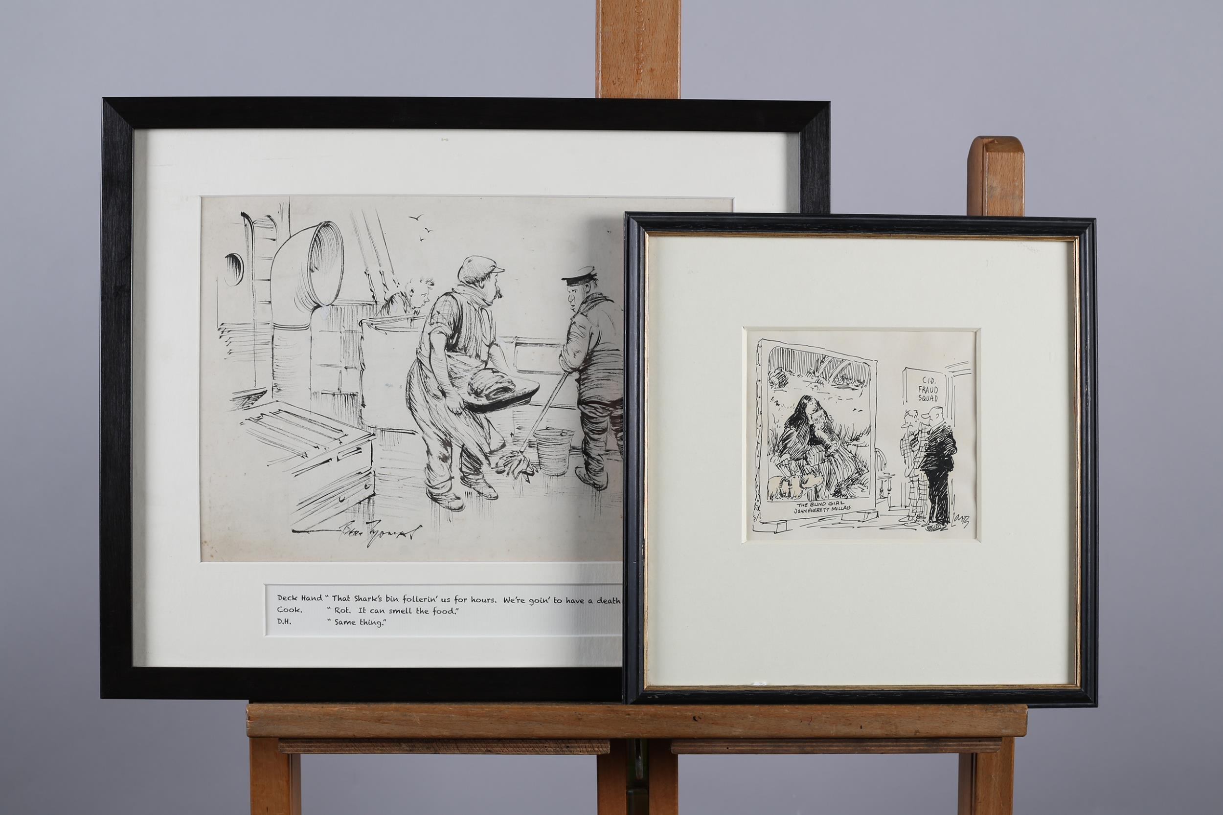 ARR Larry - Terence Parkes (1927-2003), The Blind Girl, original cartoon, pen and ink, signed to