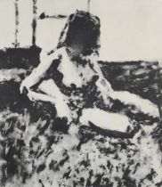 ARR Stevens Cowley (Contemporary), Female nude, black and white etching, artist's proof, signed
