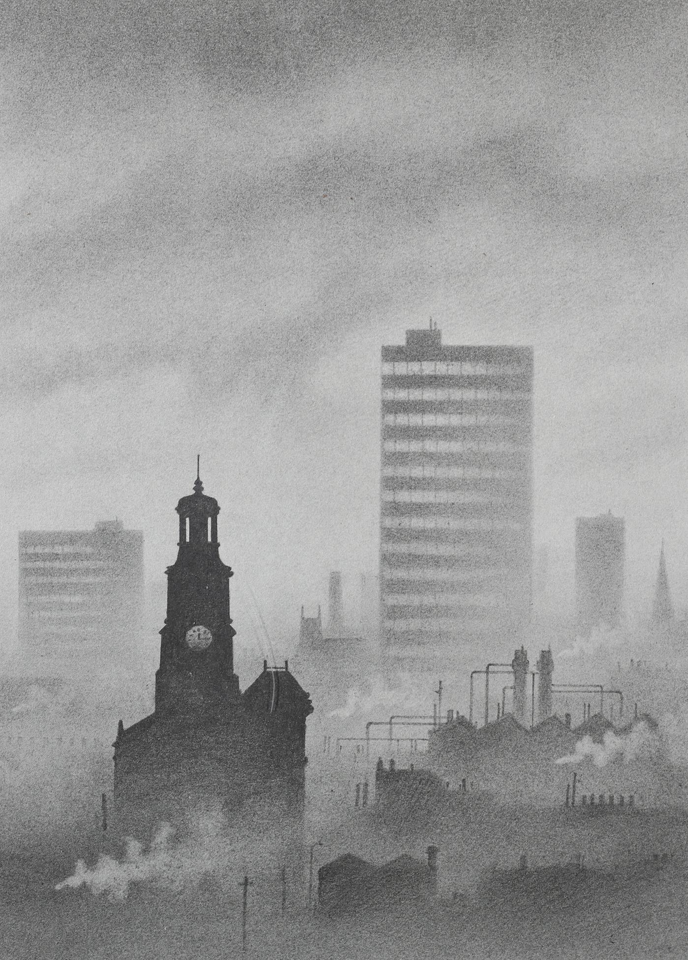 ARR By and after Trevor Grimshaw (1947-2001), City 1982, skyline of 19th and 20th century