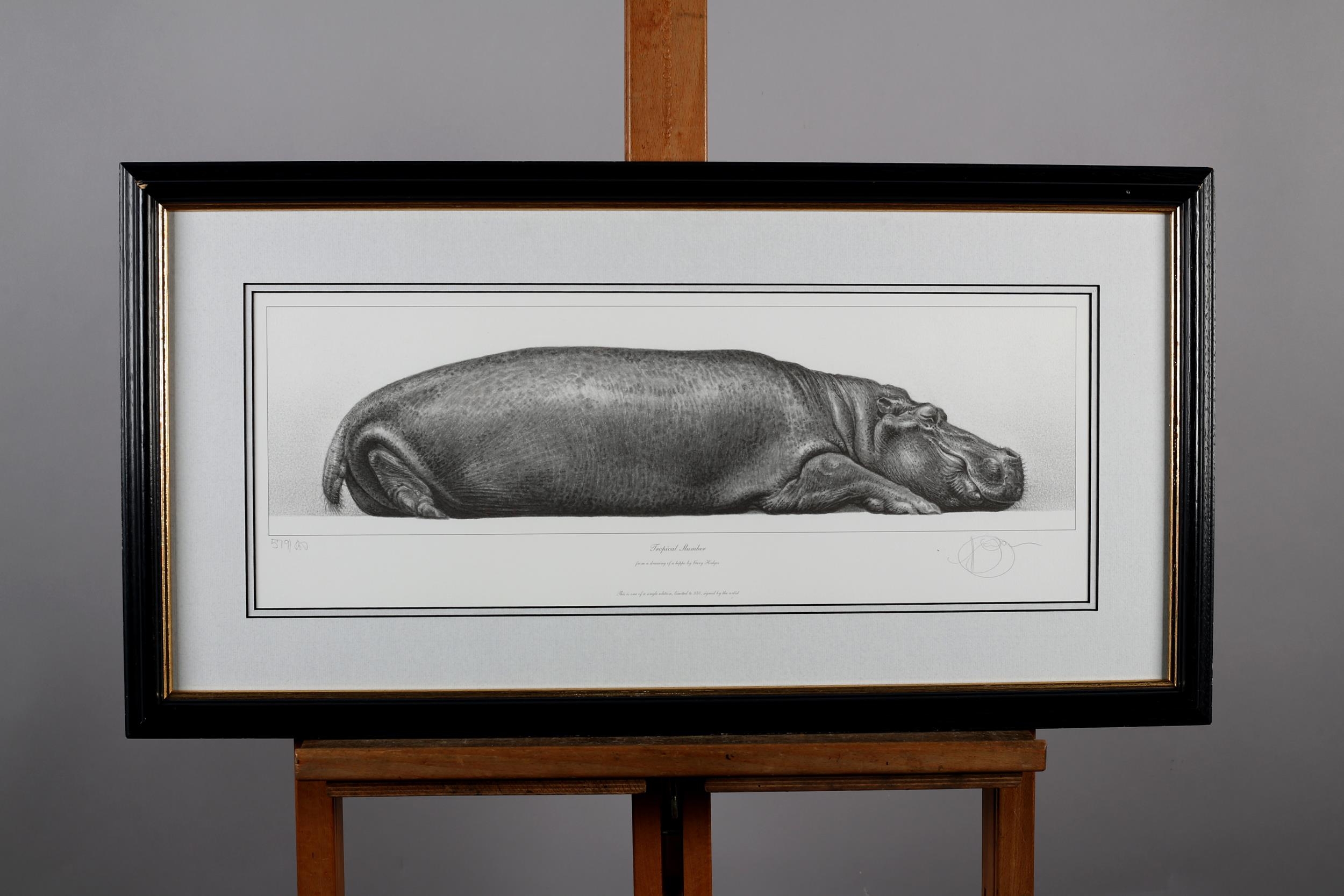 ARR By and After Gary Hodges (b.1954), Tropical Slumber, study of a hippo, lithograph no 579/850, - Image 3 of 5