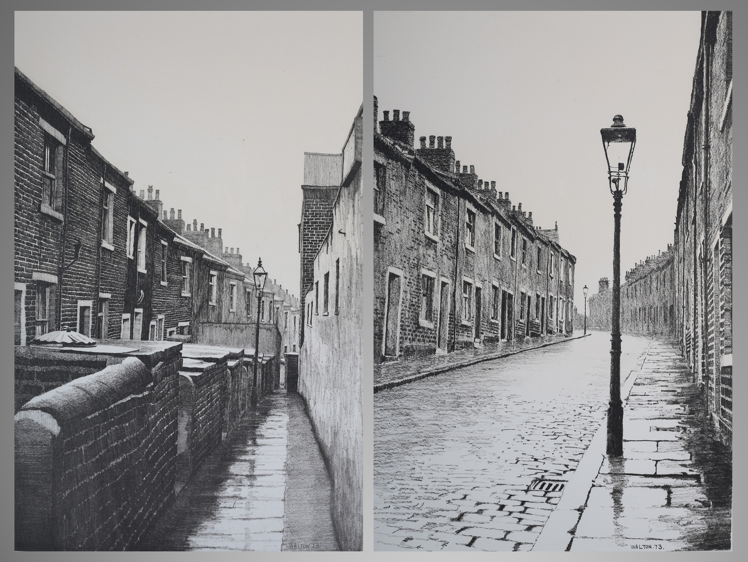 ARR By and after Stuart Walton (1933-2017), Bradford street scenes with terraced houses and