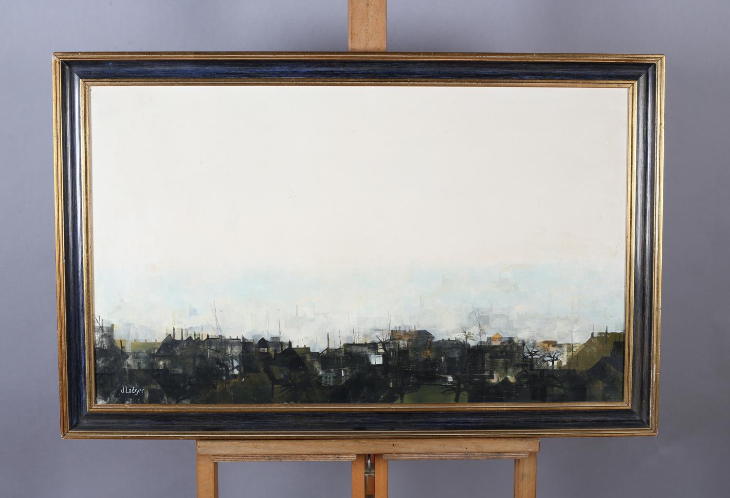 ARR Janet Ledger (b.1931), City Skyline, Bradford, oil on canvas, signed to lower left, 44cm x 65cm - Image 2 of 4