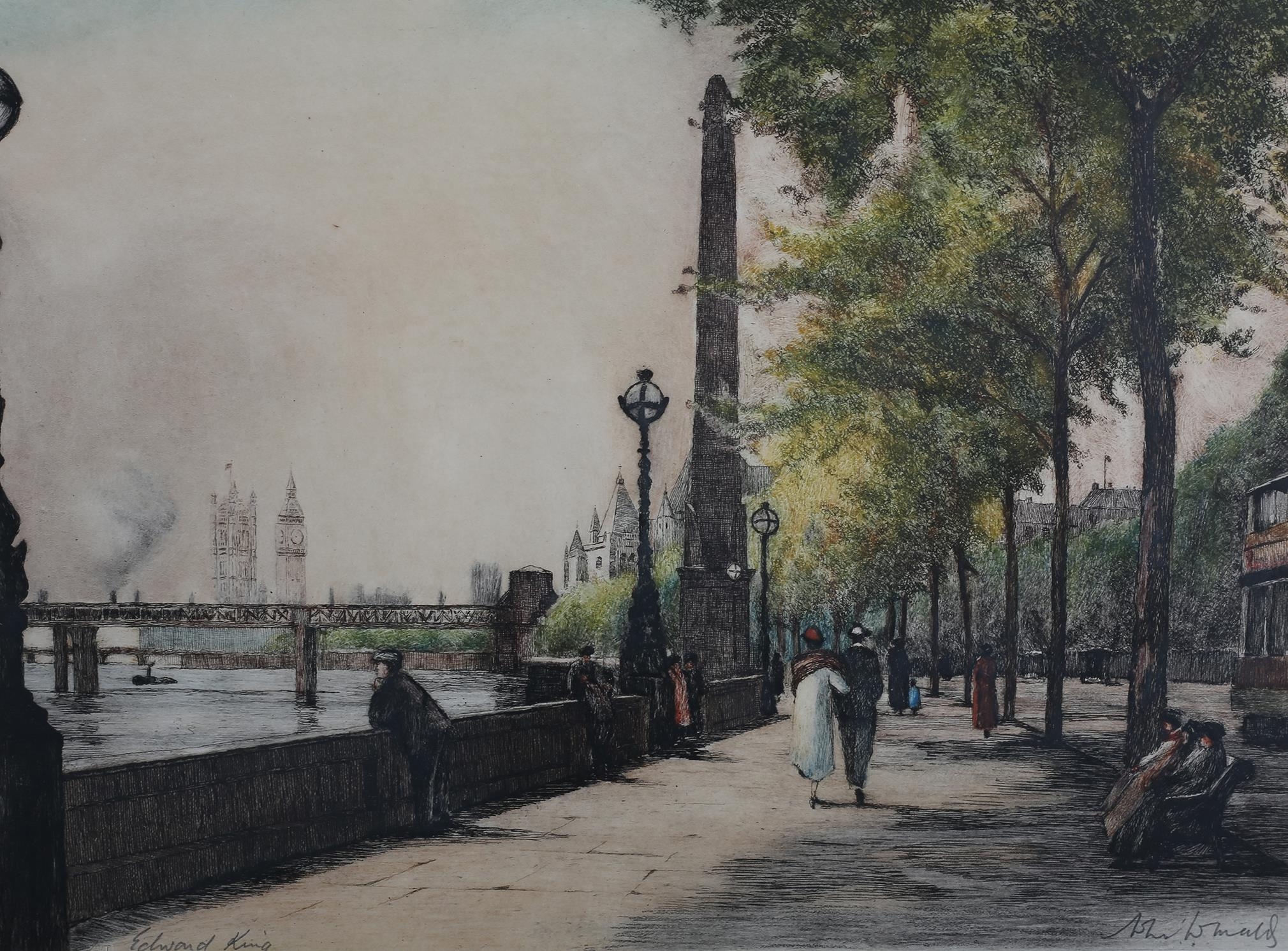 By and After Edward King, A set of four views of London - Victoria Embankment, The National Gallery, - Image 2 of 7