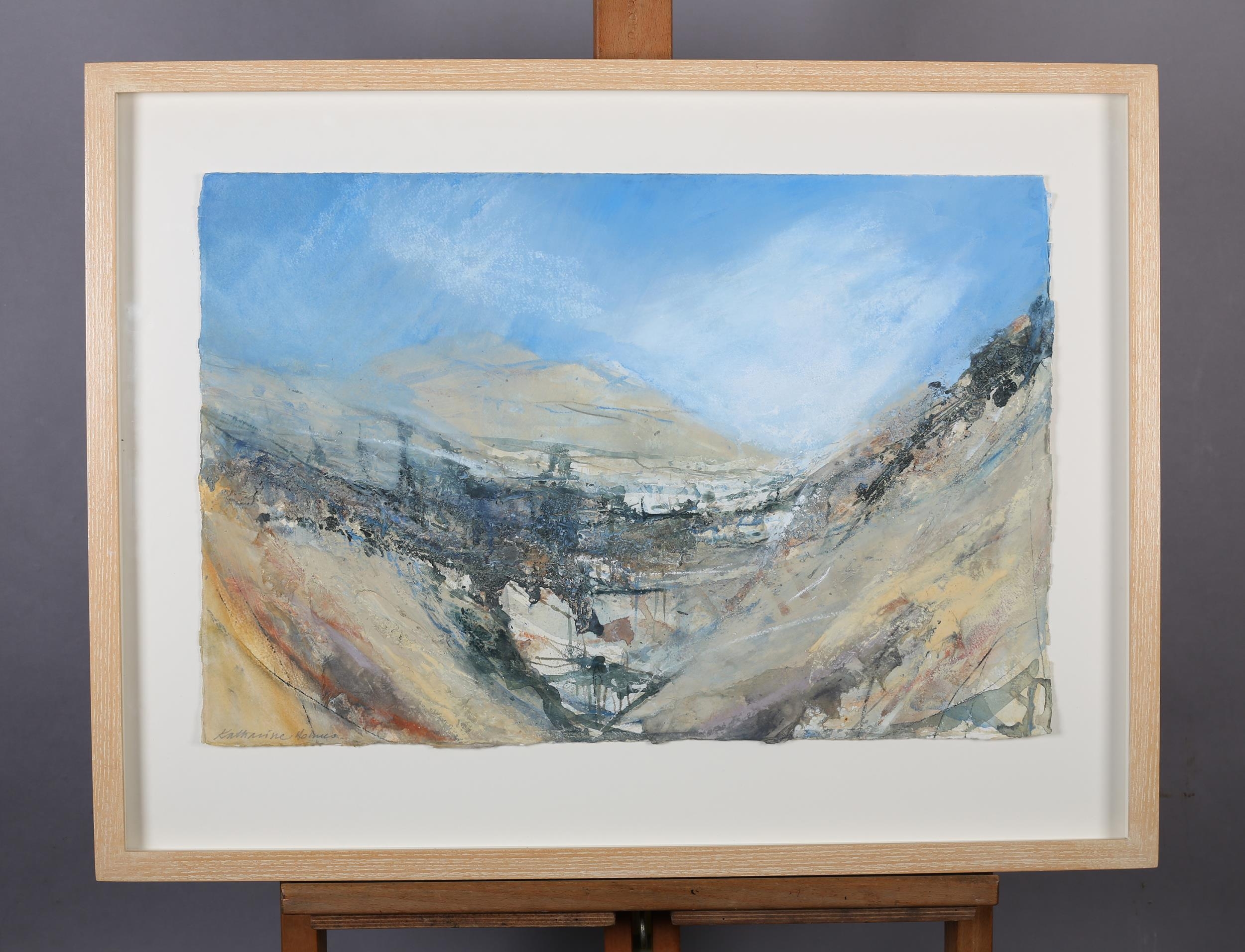 ARR Katherine Holmes (b.1962), Dales Valley landscape, mixed media, signed to lower left, 37.5cm x - Image 2 of 5
