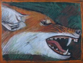 Jonathan Kingdon (Tanzanian, b.1935), Ethiopian Wolf, pastel, initialled to lower left,