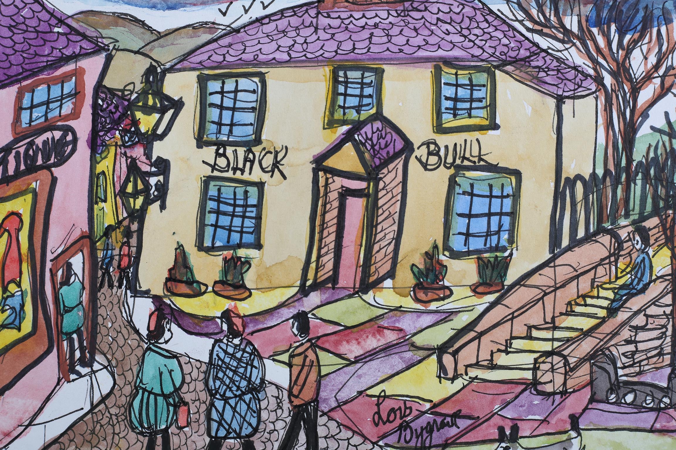 ARR Lois Bygrave (1915-1996), Hawes and The Black Bull, Haworth, two, ink, pen, watercolour on - Image 6 of 7