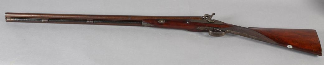 A MID 19TH CENTURY DOUBLE BARRELLED TWELVE BORE PERCUSSION SHOT GUN by Pritchard no. 67045, 30''