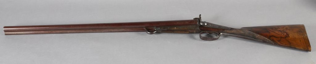 A MID TO LATE 19TH CENTURY BELGIUM DOUBLE BARRELLED TWELVE BORE BASTIN PATENT PIN FIRE SHOT GUN by J