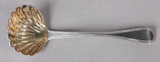 A GEORGE III SILVER SUGAR SIFTER London 1814, from John Lias, beaded Hanoverian pattern with pierced