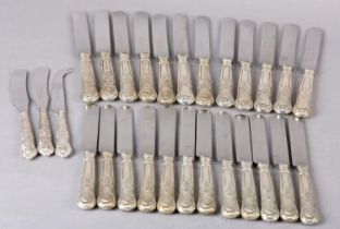 A SUITE OF ELIZABETH II SILVER HANDLED KINGS PATTERN CUTLERY, Birmingham 1961, maker's mark