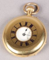 A VICTORIAN HALF HUNTER POCKET WATCH IN 18CT GOLD BY JOHN MASON OF ROTHERHAM AND BARNSLEY,