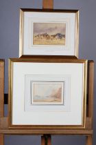 MARY WEATHERILL Staithes Group (1834-1913), Cornstooks on the edge of a village, watercolour,