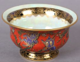 A WEDGWOOD FAIRYLAND LUSTRE FIRBOLGS I AND GNOME PATTERN BOWL designed by Daisy Makeig-Jones, c.1920