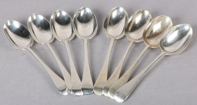 A SET OF EIGHT EDWARD VII SILVER TABLESPOONS, London 1903, maker's mark for Jacques & Bartholomew,