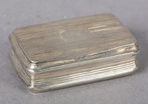 A GEORGE III SILVER SNUFF BOX, Birmingham 1814 John Shaw, rectangular outline with rounded