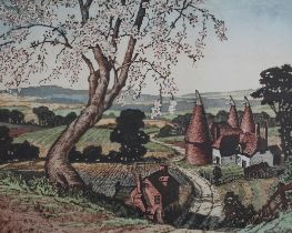 BY AND AFTER JAMES PRIDDY (1916-1980), Kentish Landscape, colour etching, signed and titled in