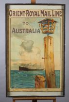 AN ORIENT LINE - ROYAL MAIL TO AUSTRALIA poster display board, chromolithograph, printed by