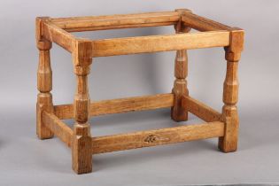 A COLIN ALMACK 'BEAVER MAN' OF SUTTON-UNDER-WHITESTONECLIFFE OAK STOOL, rectangular, on turned and