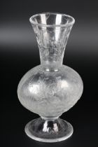 AN AESTHETIC MOVEMENT ‘ROCK CRYSTAL’ HEAVILY ENGRAVED VASE, c.1880, probably Thomas Webb and Sons of