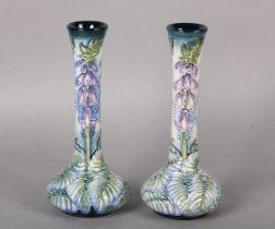 A PAIR OF MOORCROFT POTTERY SEA DRIFT VASES designed and signed by Rachel Bishop, numbered 442 and