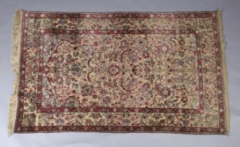 A HAND KNOTTED SILK AND FLAT WEAVE RUG, early to mid 20th century, woven with a Tree of Life