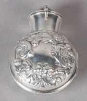 A VICTORIAN SILVER SCENT BOTTLE HOLDER, London 1898 for Goldsmiths & Silversmith Company, of bombé