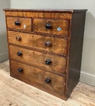 A 19th century mahogany chest of two short and three long graduated drawers (no feet) 94cm wide