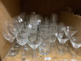 A quantity of mixed glasses including wines, flutes, cocktails etc