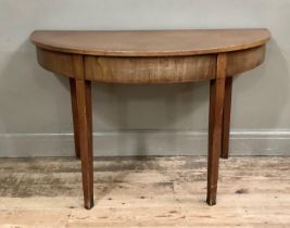 A 19th century mahogany D-end table, square tapered legs, 125cm wide, 62cm deep