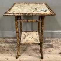 A Victorian bamboo framed occasional table with under tier, 50cm