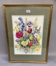 Diana Bromley, still life of summer flowers, watercolour, signed to lower right, 43cm x 31cm