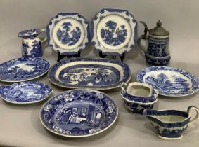 A J & R Doctor Syntax transferware plate, two Adam's Landscape plates, a small pearlware jug,