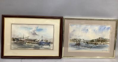 Michele Tramontana, Ramsey Shipyard, watercolour, signed to lower left, 30cm x 49.5cm together