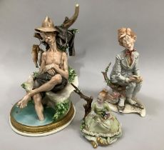 Capodimonte figure, 'First Love' signed Gelle for Guiseppe Cappe together with another of a