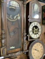 Several wall clocks all part dismantled including cases, dials and some movements