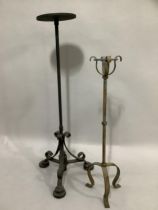 Two wrought iron candle stands