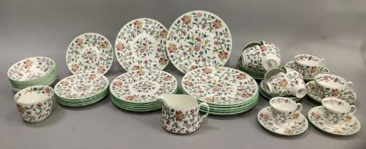 A Minton Haddon Hall china service comprising six dinner plates, six side plates, six tea plates,