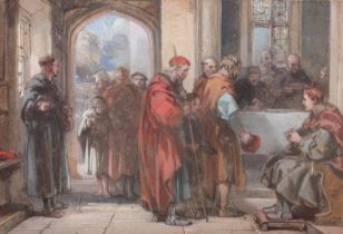 GEORGE CATTERMOLE (1800-1868), The poor of the Parish seeking alms from the monastery,