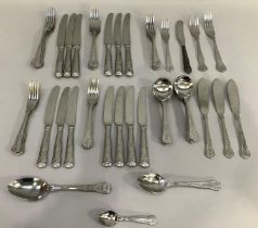 A part suite of Kings pattern stainles steel cutlery including dinner knives, dinner forks,