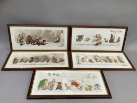 After Boris O. Klein (Russian/French, 1893-1985): Five humorous prints, all hand signed and titled