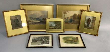 Two 19th century watercolours, fishing in the lake district, unsigned and another fishing by a