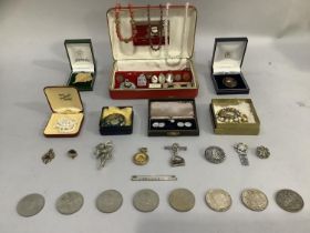 A collection of early to late 20th century costume jewellery and coins, fresh water cultured pearls,