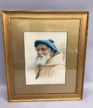 Giuliano De Luca, Italian, Portrait of an Old Man, watercolour on paper, signed to bottom right,
