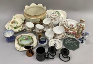 Colclough tea service comprising teapot, cups saucers, milk jug, a moulded and painted jardiniere,